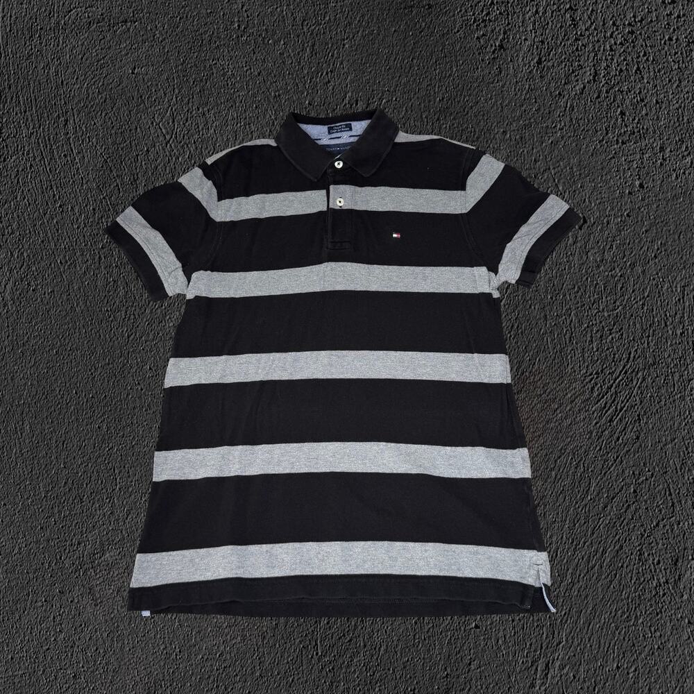 2013 Tommy Hilfiger slim fit grey/black striped polo